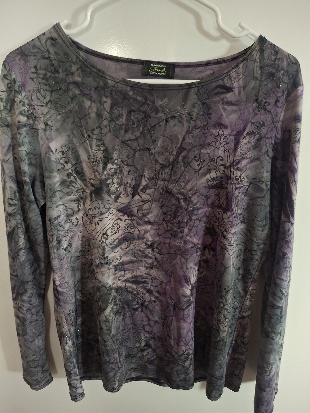 Ford Purple Floral-Print Long Sleeve Top